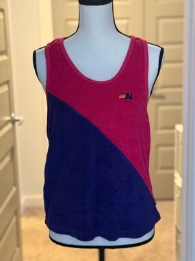 Aviator Nation Bright Pink and Purple Terrycloth Tank